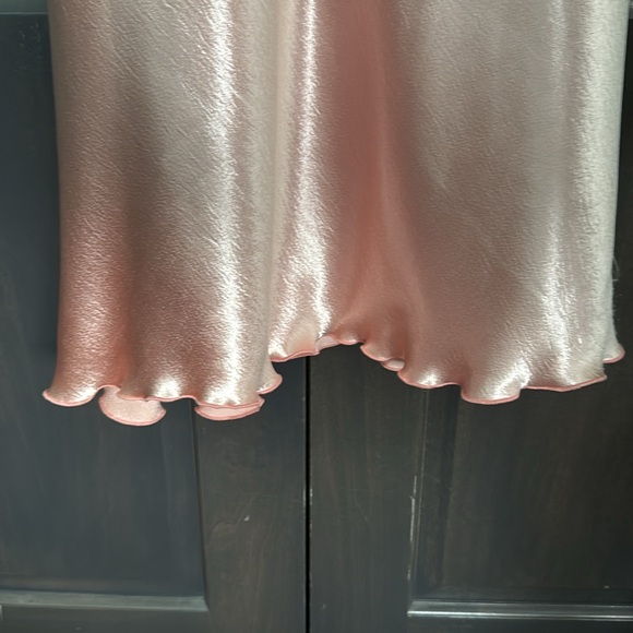 BEBE NWT HAMMERED SATIN COWL NECK PEARL STRAP MAXI DRESS pearl straps Size Large - Picture 11 of 11